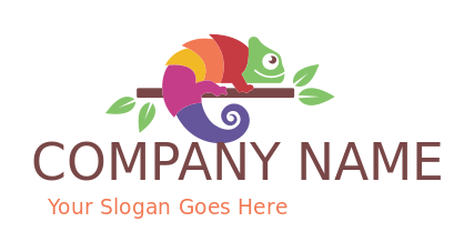 animal logo image smiling chameleon reptile