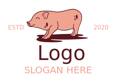 animal logo image smiling farm pig in mud