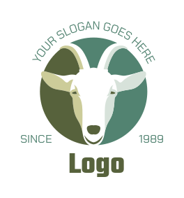 animal logo smiling goat face in circle