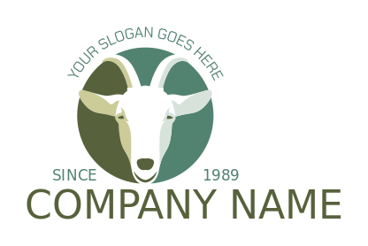 animal logo smiling goat face in circle
