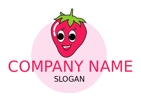 food logo strawberry cartoon in pink circle