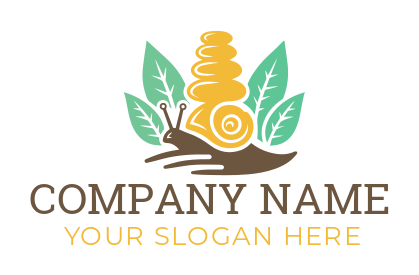  snail spa icon with three stones and leaves on back