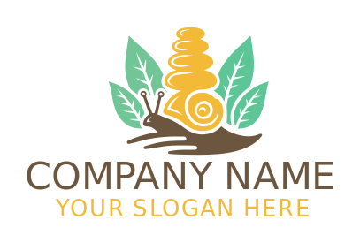  snail spa icon with three stones and leaves on back