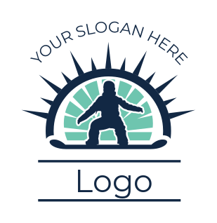 sports logo snowboarder in sun compass