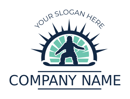 sports logo snowboarder in sun compass