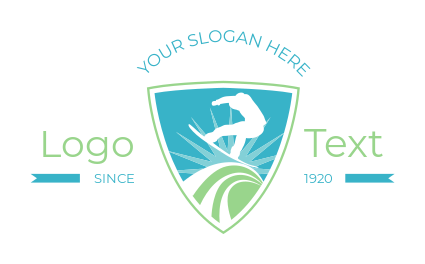 sports logo snowboarder jumping on a path