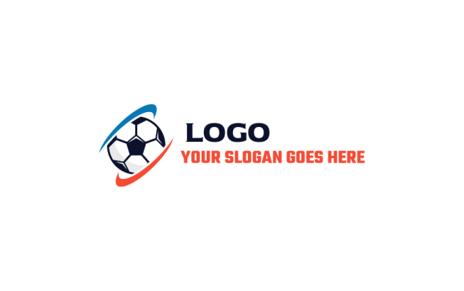 sports logo template soccer ball with crossing swooshes