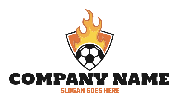 soccer ball with flame in shield 