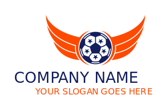 sports logo soccer ball with wings and stars