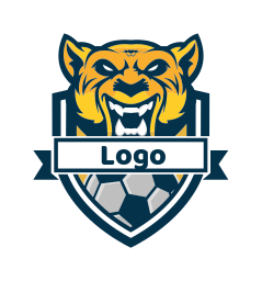 sports logo soccer inside the emblem with tiger