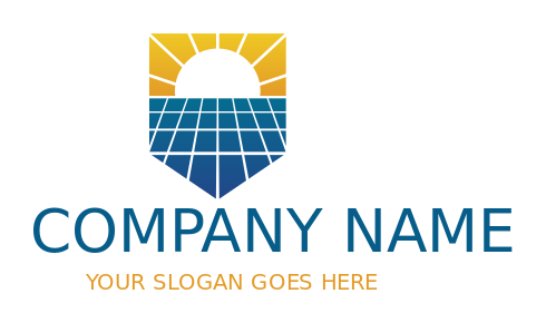 energy logo solar panel rising sun in shield