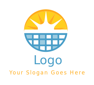 energy logo solar panel with sun rays in circle