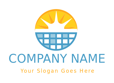 energy logo solar panel with sun rays in circle
