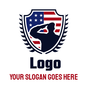 security logo soldier salutes in shield