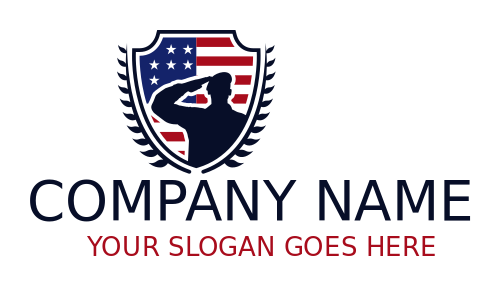 security logo soldier salutes in shield