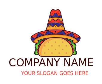 restaurant logo Mexican sombrero on taco