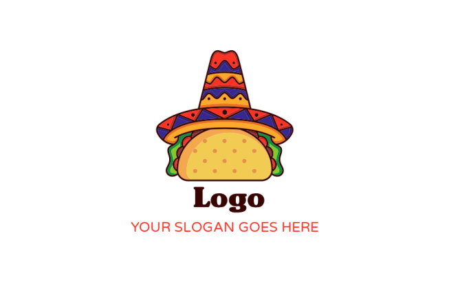 restaurant logo Mexican sombrero on taco