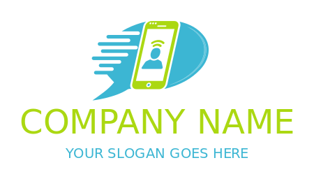 communication logo mobile phone in chat bubble