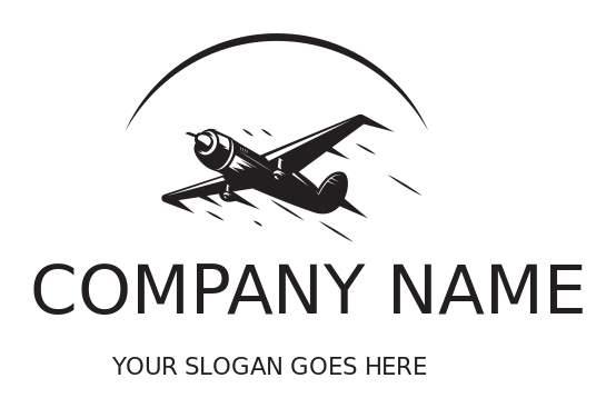 travel logo swoosh over speedily flying plane