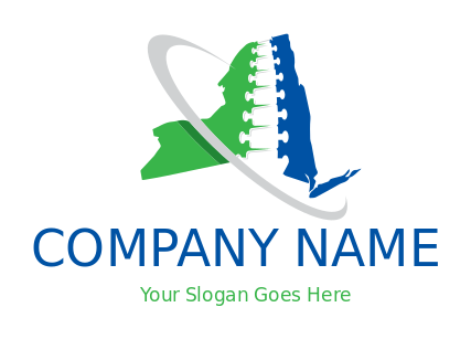 spine in New York map with swoosh