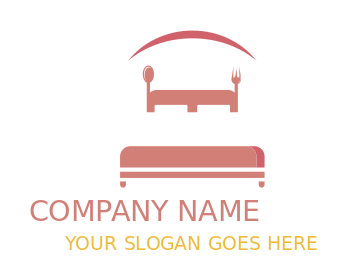 Bed and Breakfast logo spoon and fork in bed