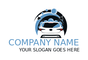 carwash logo with water bubbles and swooshes