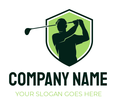 sports logo maker person playing golf inside shield - logodesign.net
