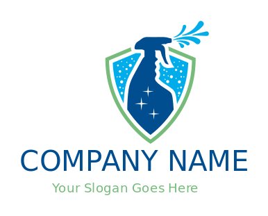 spray bottle in shield with water drops 