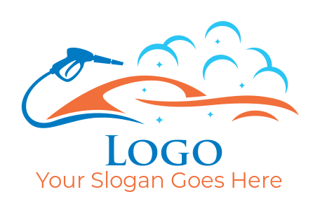 car wash logo spray nozzle merged with bubble