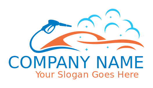 car wash logo spray nozzle merged with bubble