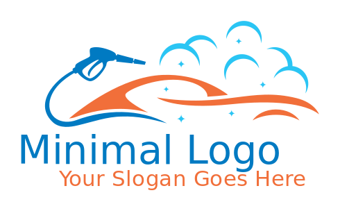 car wash logo spray nozzle merged with bubble