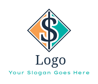 collection agency logo dollar sign in rhombus
