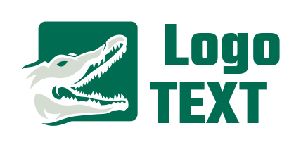 animal logo open jaws alligator in square