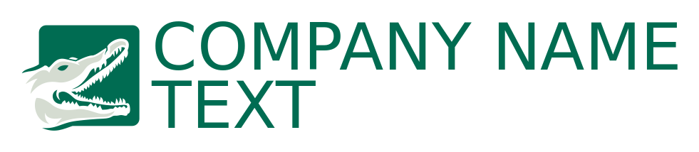 animal logo open jaws alligator in square