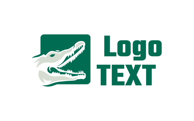square with open jaws alligator in whitespace logo icon