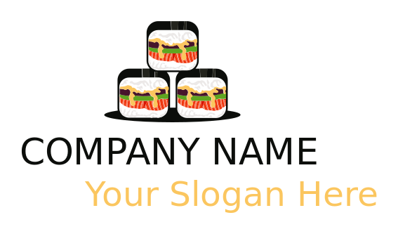 restaurant logo stacked sushi rolls on a plate