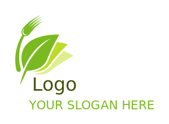 restaurant logo stacked vegan leaves curved fork