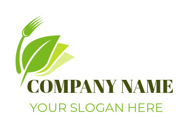 Create a logo of stacked vegan leaves and curved fork