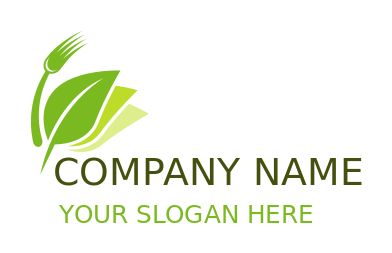 vegetarian restaurant logo stacked vegan leaves curved fork
