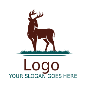 create an animal logo stag standing on grass