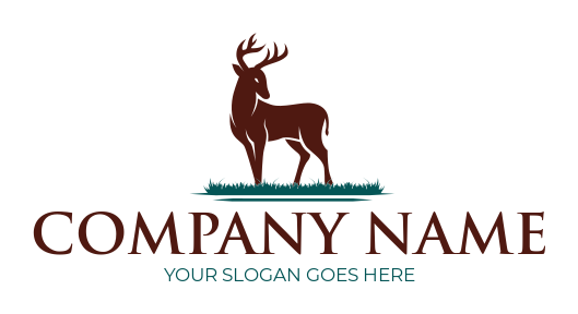create an animal logo stag standing on grass