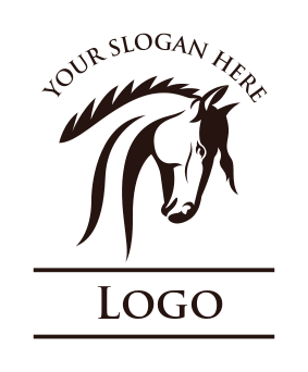 animal logo icon stallion head bending down