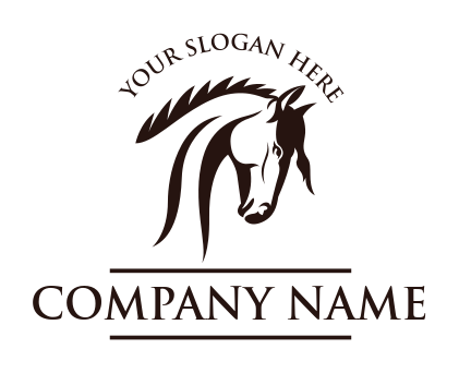 stallion head bending down logo design