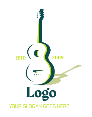 musician logo standing guitar with shadow