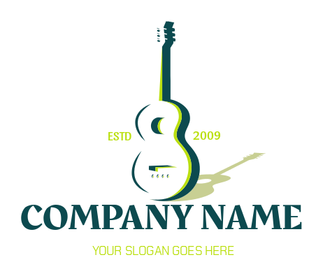 musician logo standing guitar with shadow