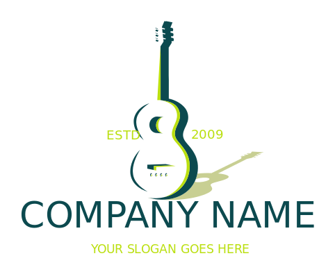 musician logo standing guitar with shadow