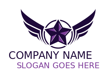 fitness logo online star in circle with wings