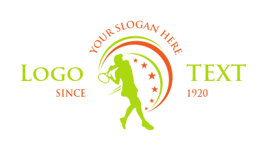 make a logo tennis player with stars and swoosh