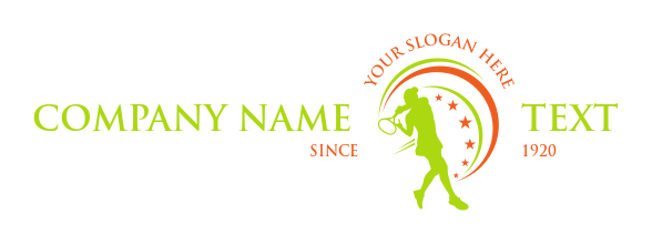 stars and swoosh around tennis player logo icon