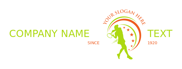 make a logo tennis player with stars and swoosh
